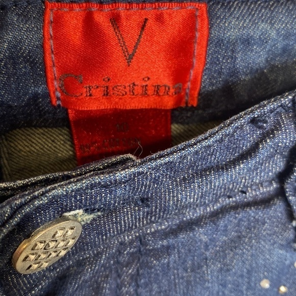 V Christina Rhinestones Embroidered Denim Jeans - Picture 9 of 12